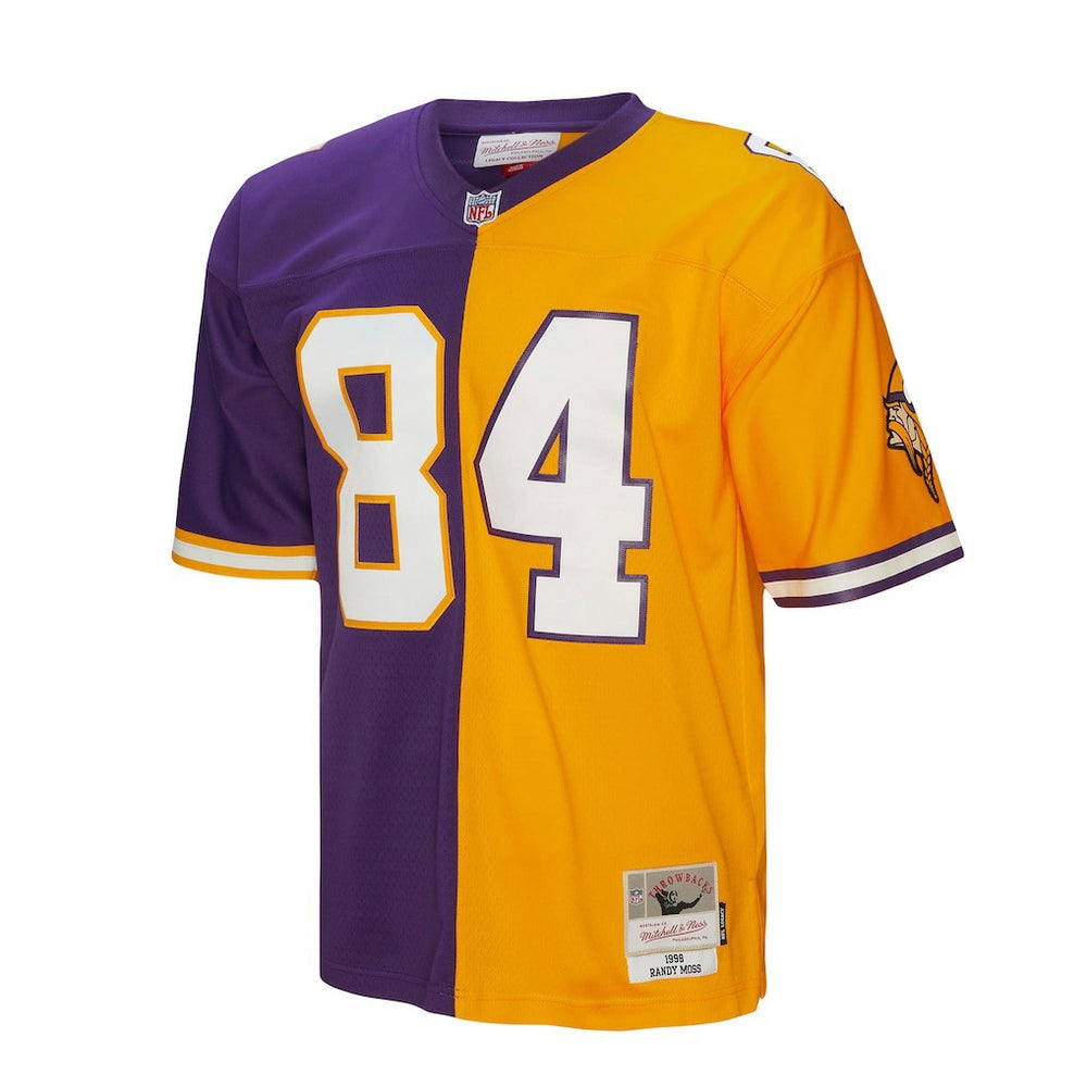Randy Moss Minnesota Vikings 1998 Split Legacy Replica Jersey - Purple/Gold - Mitchell & Ness