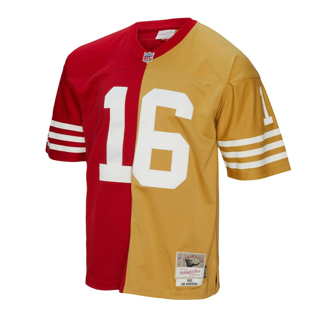 Joe Montana San Francisco 49ers 1990 Split Legacy Replica Jersey - Scarlet/Gold - Mitchell & Ness