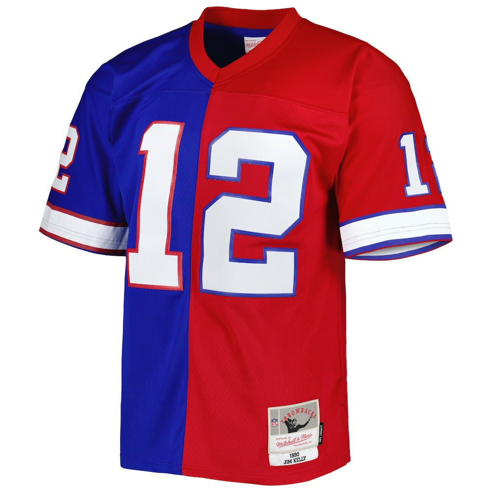 Jim Kelly Buffalo Bills 1990 Split Legacy Replica Jersey - Royal/Red - Mitchell & Ness