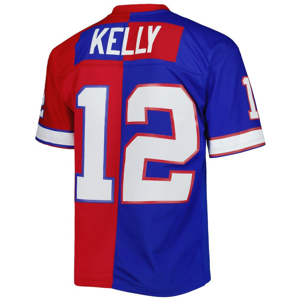 Jim Kelly Buffalo Bills 1990 Split Legacy Replica Jersey - Royal/Red - Mitchell & Ness