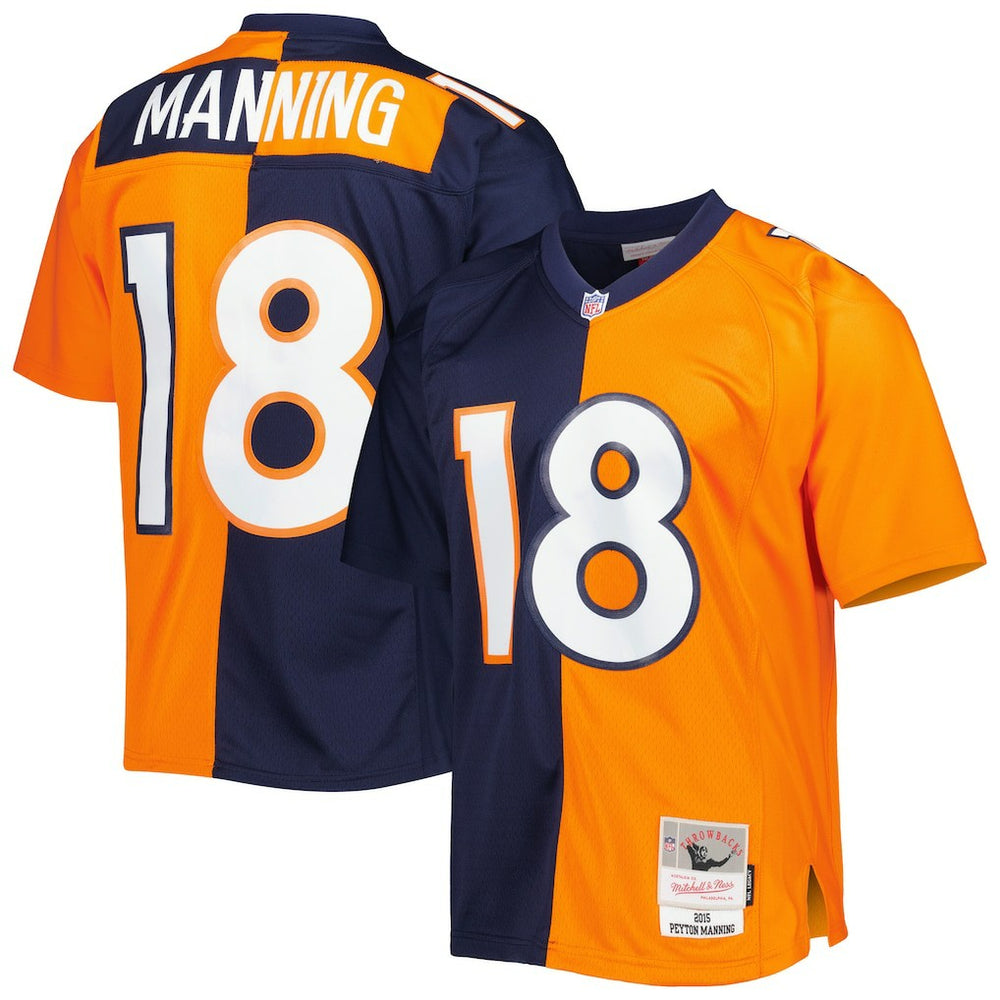 Peyton Manning Denver Broncos 2015 Split Legacy Replica Jersey - Navy/Orange - Mitchell & Ness