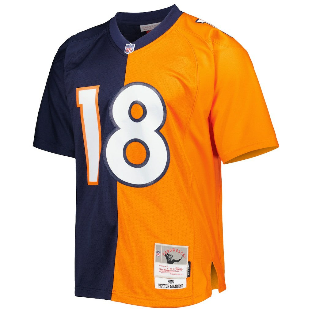 Peyton Manning Denver Broncos 2015 Split Legacy Replica Jersey - Navy/Orange - Mitchell & Ness