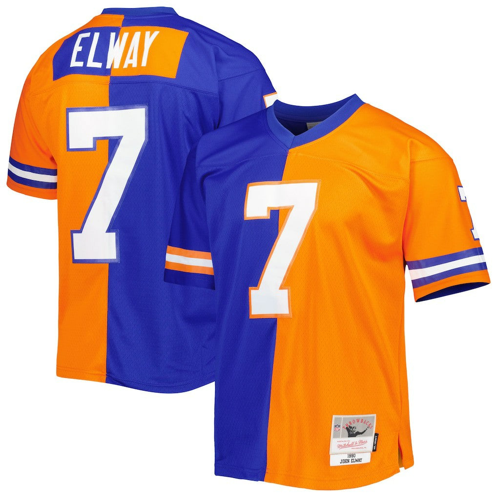 John Elway Denver Broncos 1990 Split Legacy Replica Jersey - Royal/Orange - Mitchell & Ness