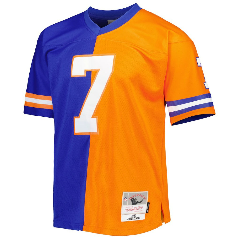 John Elway Denver Broncos 1990 Split Legacy Replica Jersey - Royal/Orange - Mitchell & Ness
