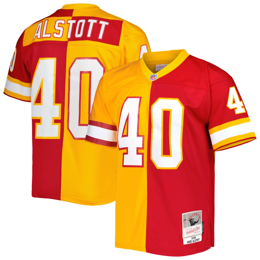 Mike Alstott Tampa Bay Buccaneers 1996 Split Legacy Replica Jersey - Orange/Red - Mitchell & Ness