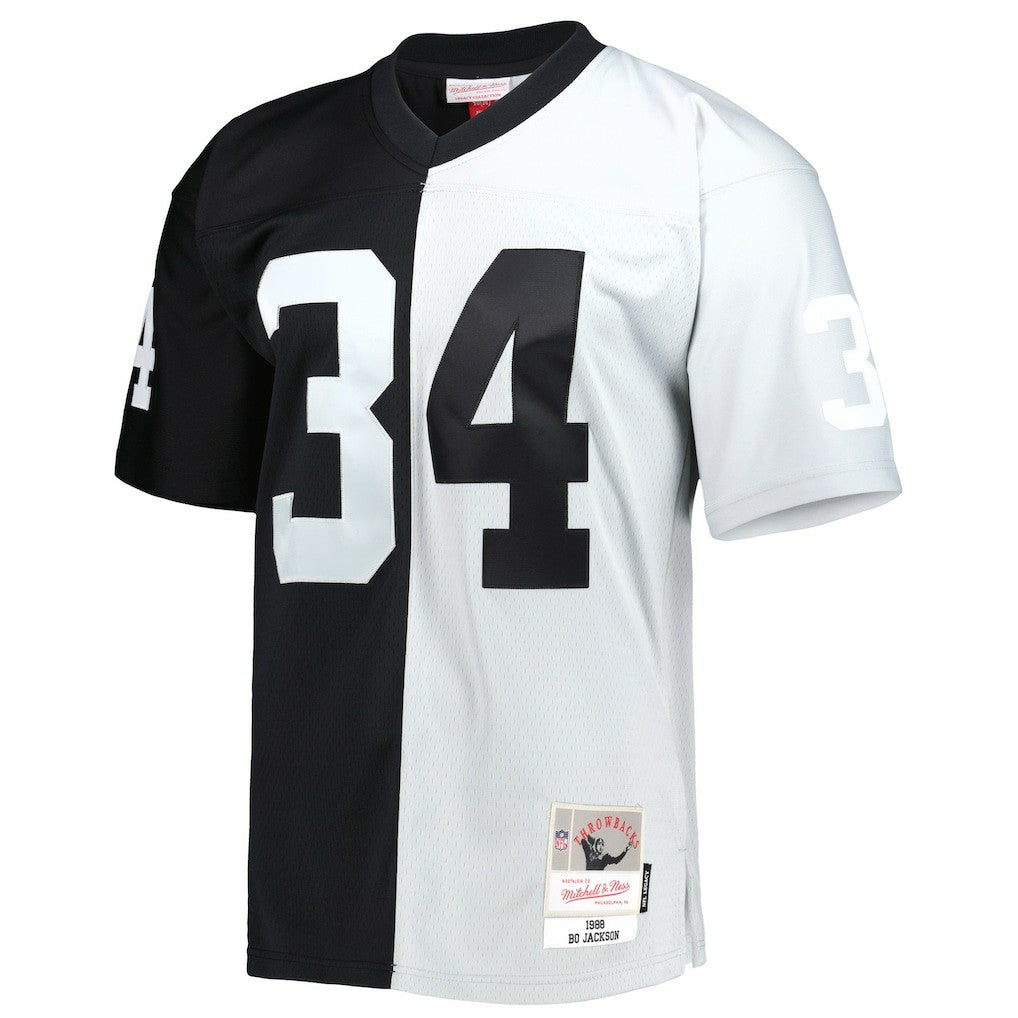 Bo Jackson Las Vegas Raiders 1988 Split Legacy Replica Jersey - Black/Silver - Mitchell & Ness