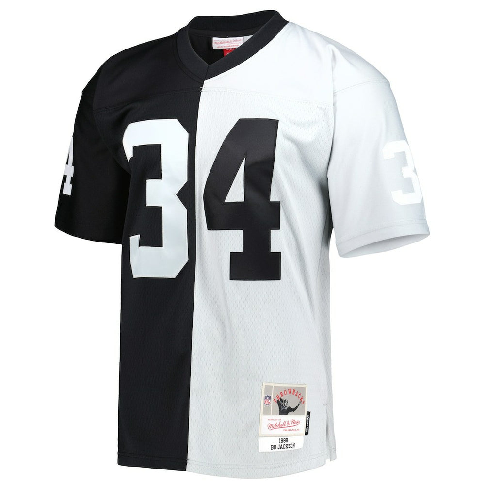 Bo Jackson Las Vegas Raiders 1988 Split Legacy Replica Jersey - Black/Silver - Mitchell & Ness