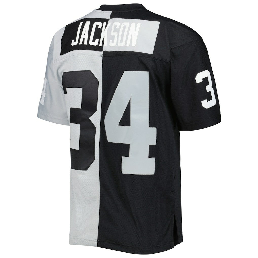 Bo Jackson Las Vegas Raiders 1988 Split Legacy Replica Jersey - Black/Silver - Mitchell & Ness