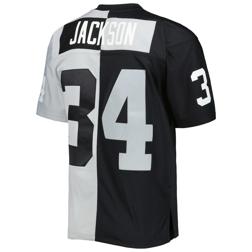 Bo Jackson Las Vegas Raiders 1988 Split Legacy Replica Jersey - Black/Silver - Mitchell & Ness