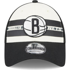 New Era Brooklyn Nets Stripes 9FORTY Trucker Snapback Hat Black