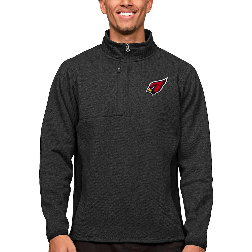 Arizona Cardinals Antigua Course Quarter-Zip Pullover Top - Heathered Black - NFL