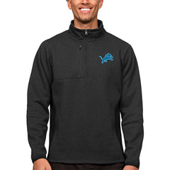 Detroit Lions Antigua Course Quarter-Zip Pullover Top - Heathered Black - NFL