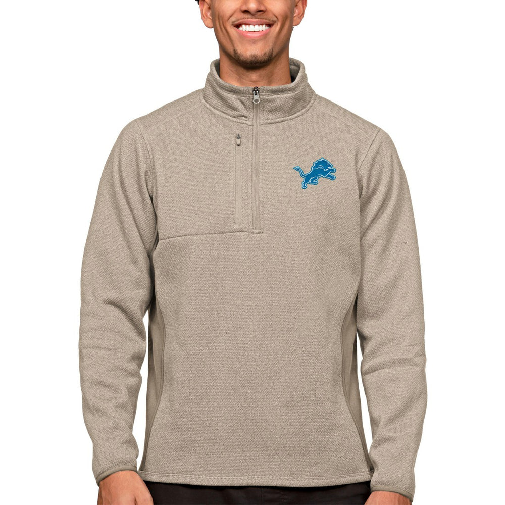 Detroit Lions Antigua Course Quarter-Zip Pullover Top - Oatmeal - NFL