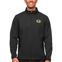 Green Bay Packers Antigua Course Quarter-Zip Pullover Top - Heathered Black - NFL