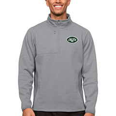 New York Jets Antigua Course Quarter-Zip Pullover Top - Heathered Gray - NFL