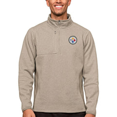 Pittsburgh Steelers Antigua Course Quarter-Zip Pullover Top - Oatmeal - NFL