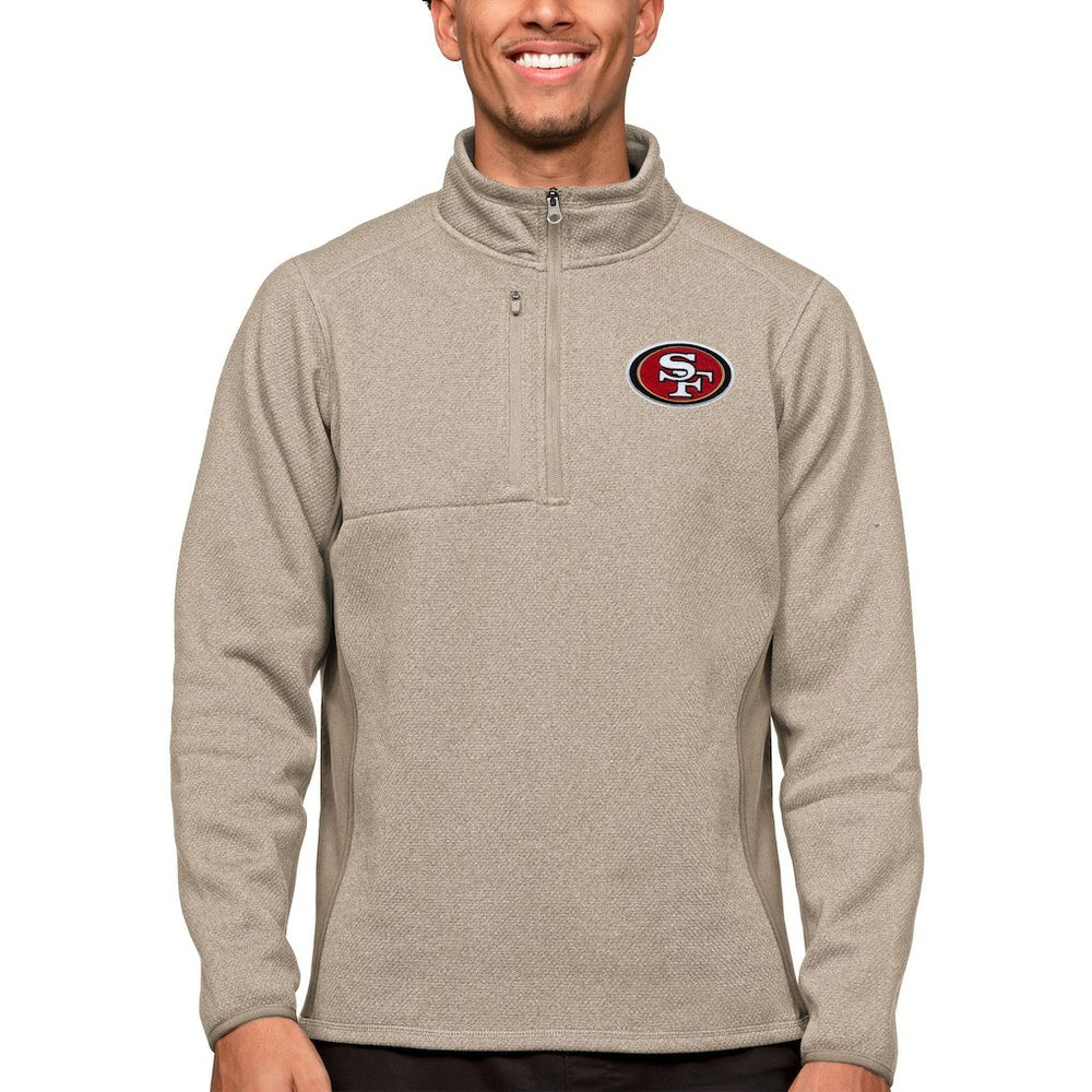 San Francisco 49ers Antigua Course Quarter-Zip Pullover Top - Oatmeal - NFL