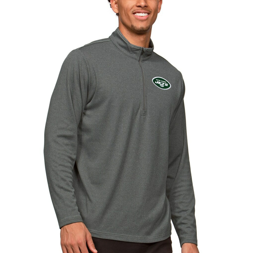 New York Jets Antigua Epic Quarter-Zip Pullover Top - Heathered Charcoal - NFL