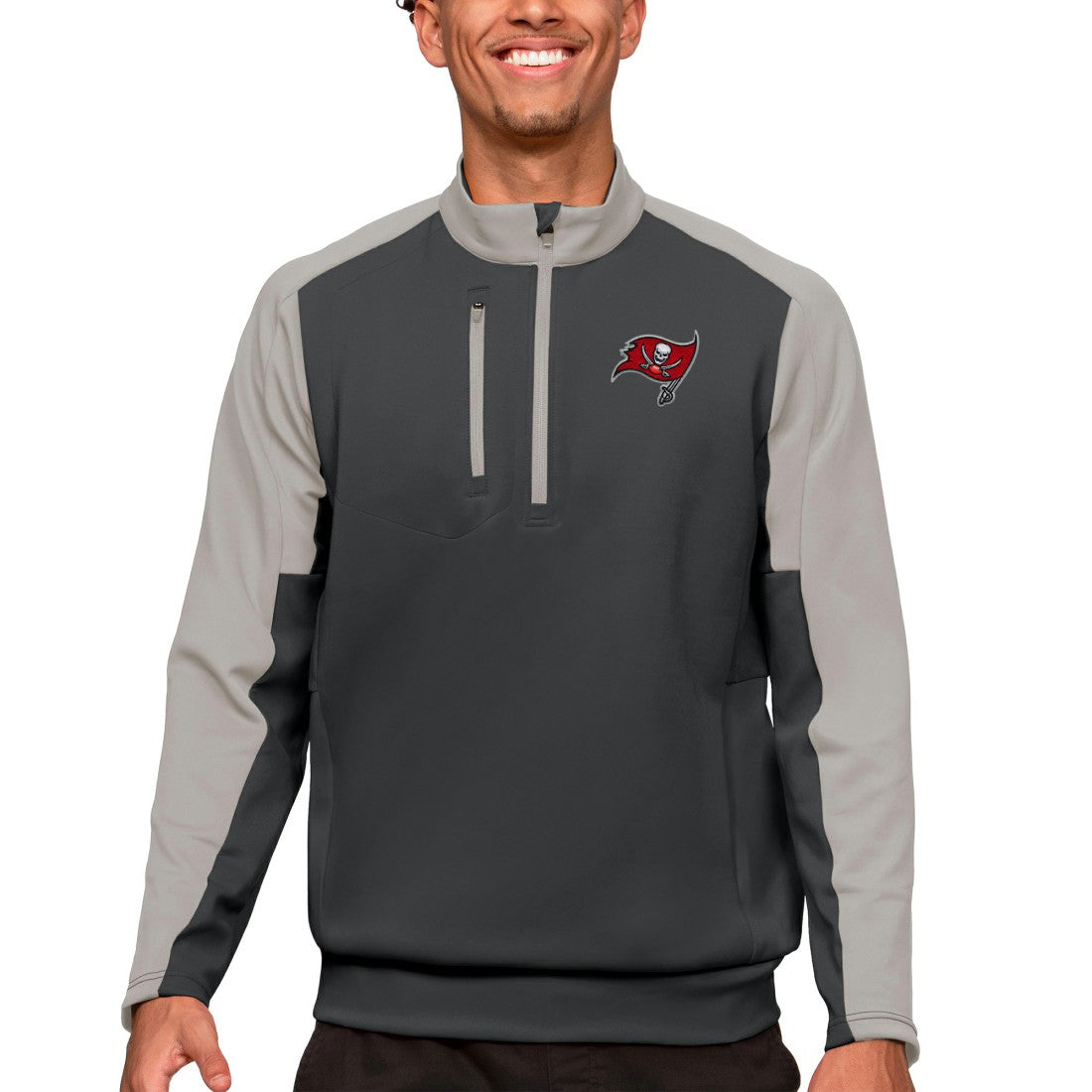 Tampa Bay Buccaneers Antigua Team Quarter-Zip Pullover Top - Charcoal - NFL