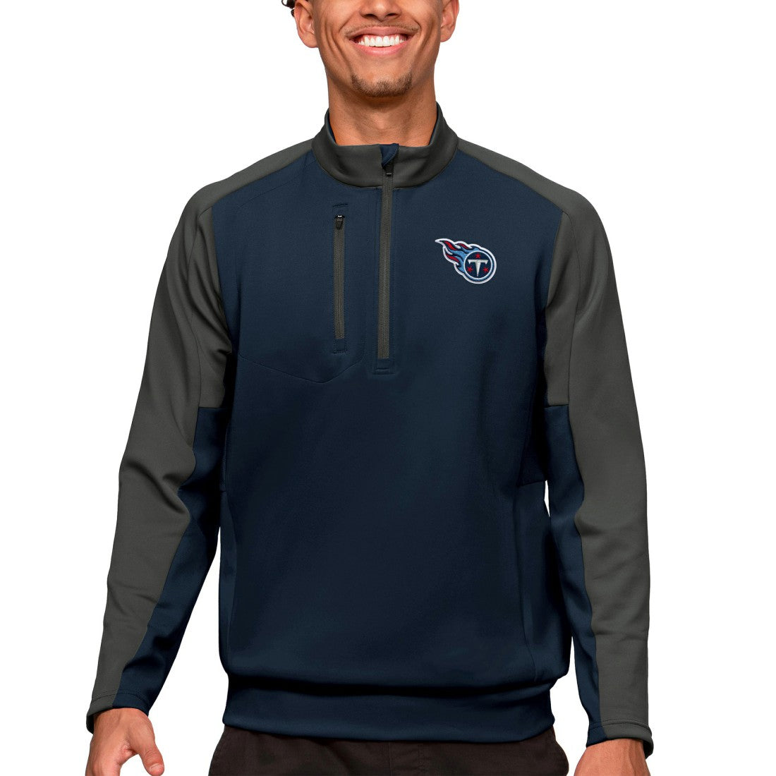Tennessee Titans Antigua Team Quarter-Zip Pullover Top - Navy - NFL
