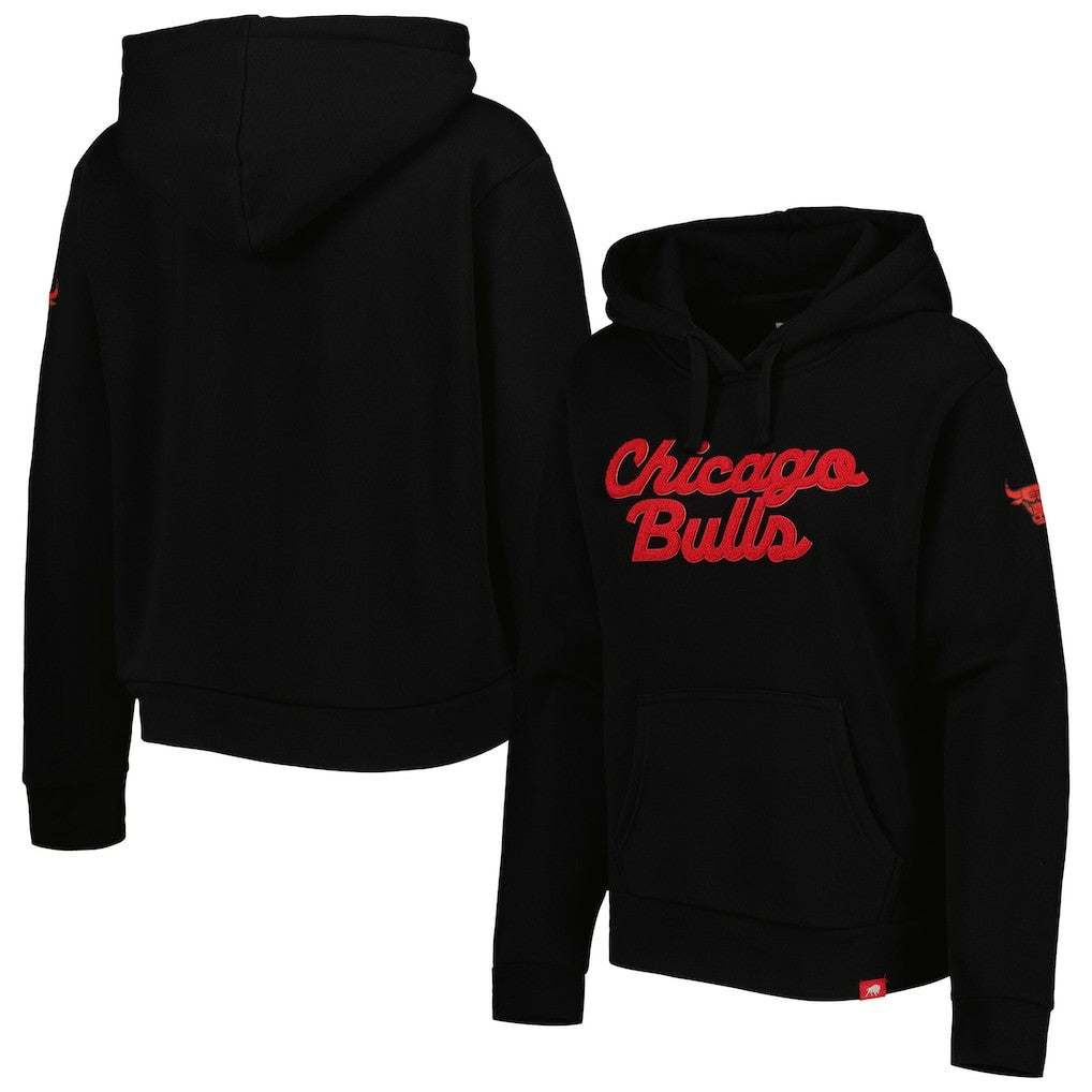 Chicago Bulls Sportiqe Women's Leona Ava Fleece Tri-Blend Pullover Hoodie Black