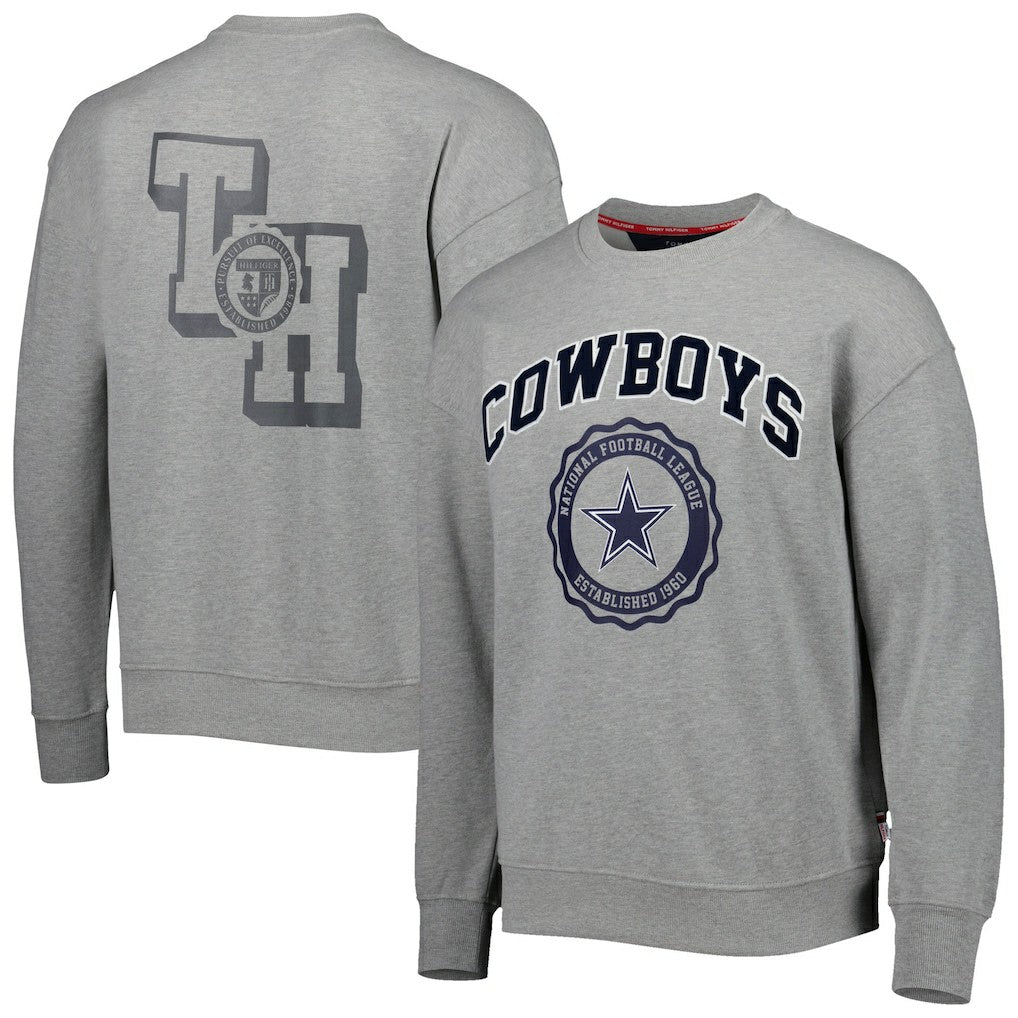 Dallas Cowboys Tommy Hilfiger Ronald Crew Sweatshirt - Heather Gray - NFL