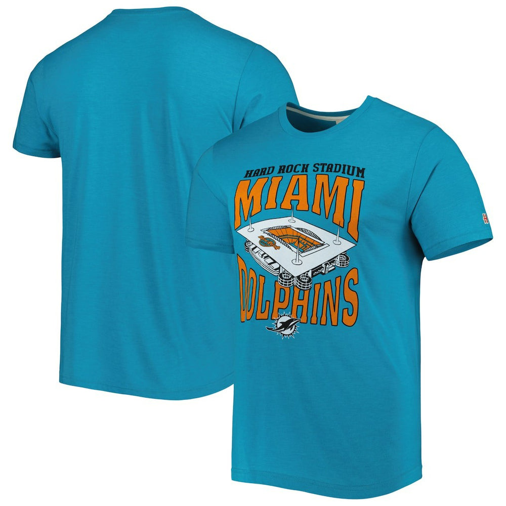Miami Dolphins Homage Stadium Tri-Blend T-Shirt - Aqua - NFL