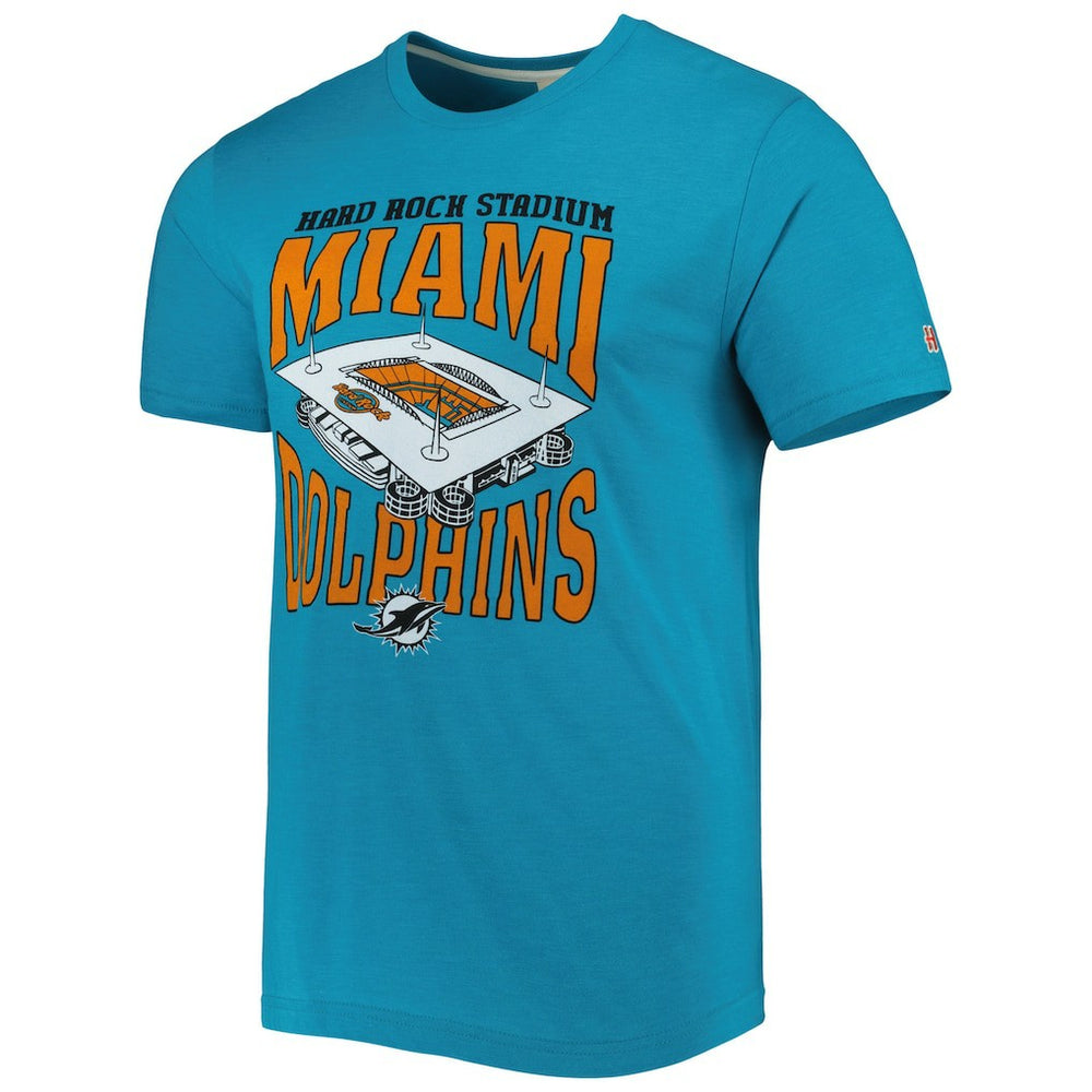 Miami Dolphins Homage Stadium Tri-Blend T-Shirt - Aqua - NFL