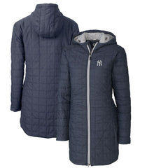 New York Yankees Cutter & Buck Women's Rainier Primaloft Eco Full-Zip Hoodie Long Coat Sale