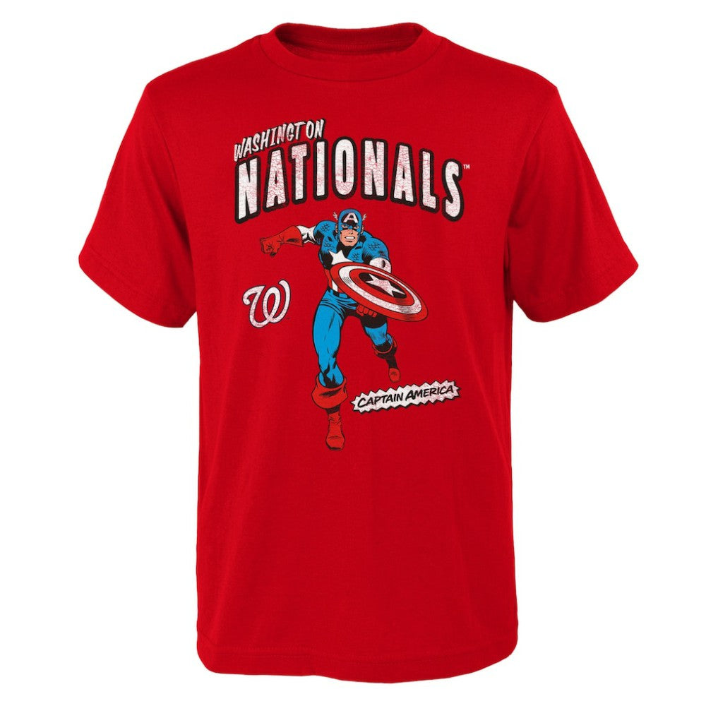 Washington Nationals Youth Team Captain America Marvel T-Shirt Outlet