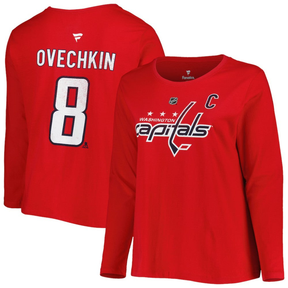 Washington Capitals Profile Women's Plus Size Distressed Printed Name & Number Long Sleeve T-Shirt - Red | NHL discount