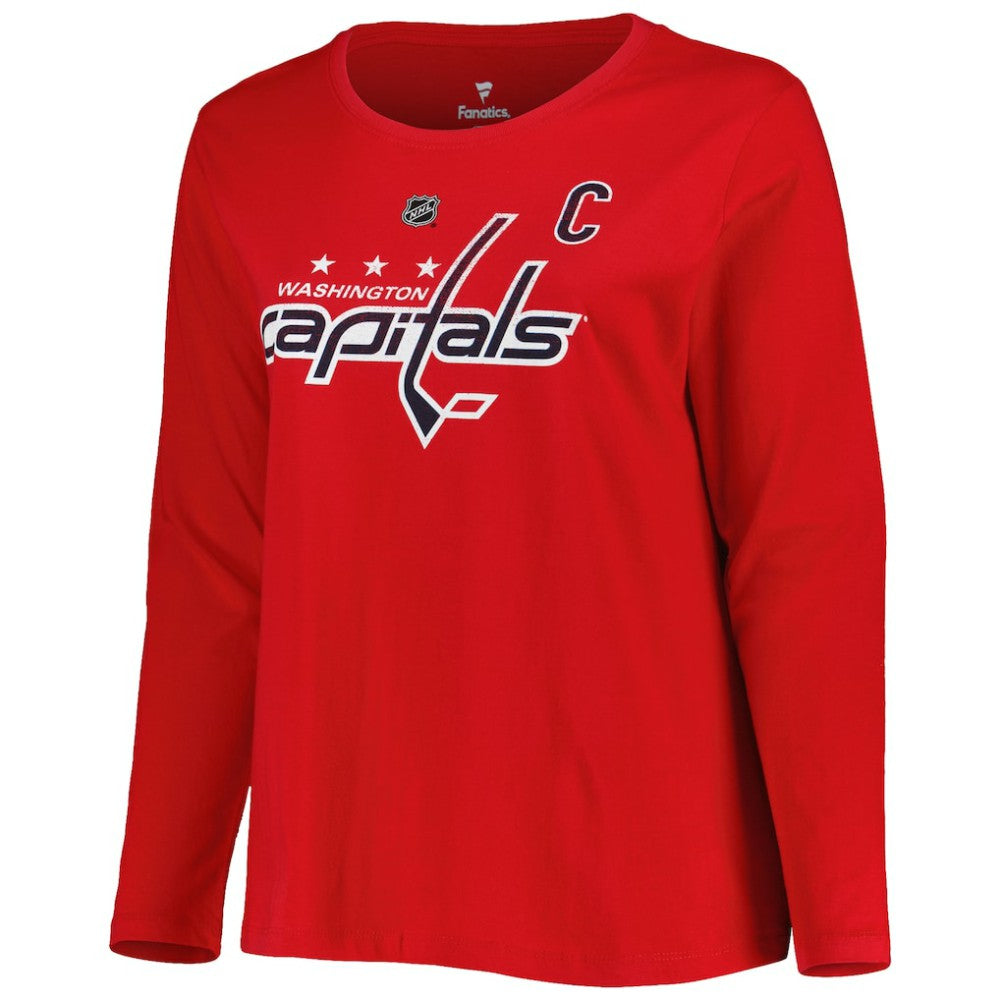 Washington Capitals Profile Women's Plus Size Distressed Printed Name & Number Long Sleeve T-Shirt - Red | NHL discount