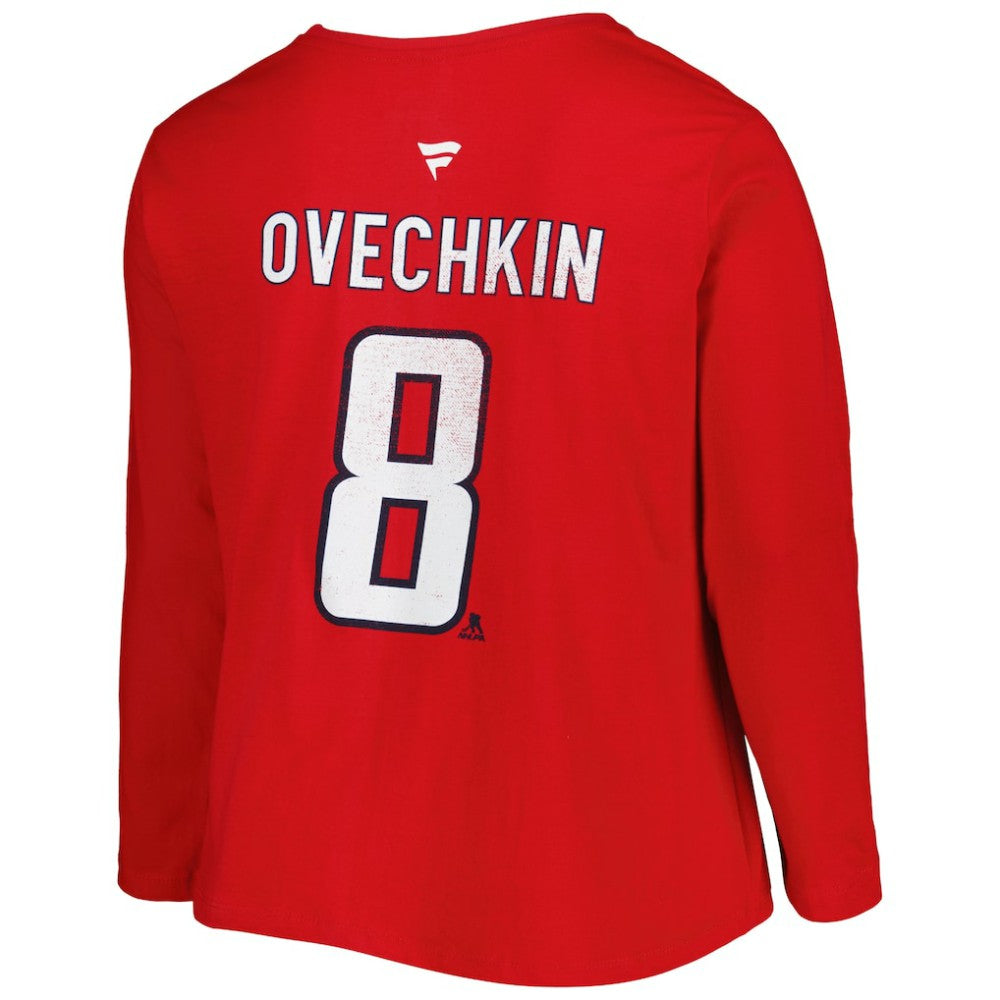 Washington Capitals Profile Women's Plus Size Distressed Printed Name & Number Long Sleeve T-Shirt - Red | NHL discount