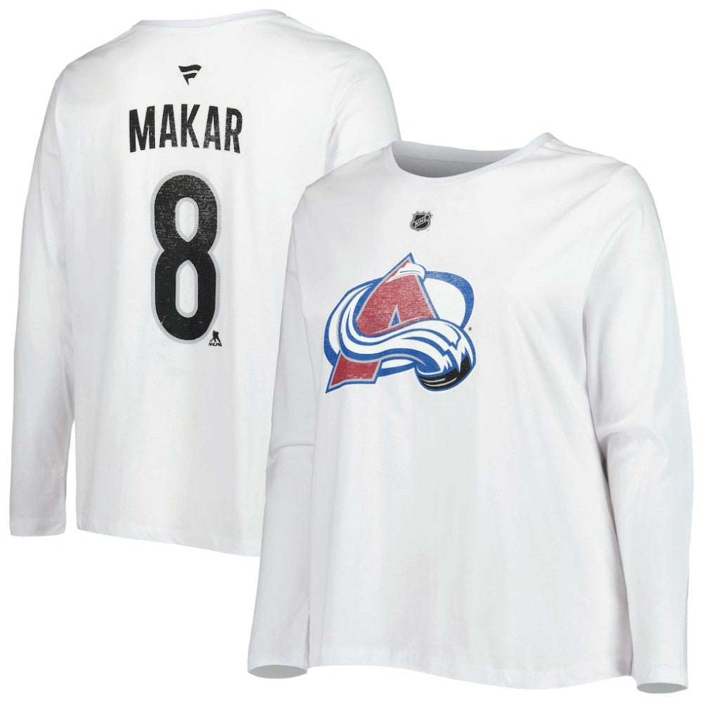 Colorado Avalanche Profile Women's Plus Size Distressed Printed Name & Number Long Sleeve T-Shirt - White | NHL near me