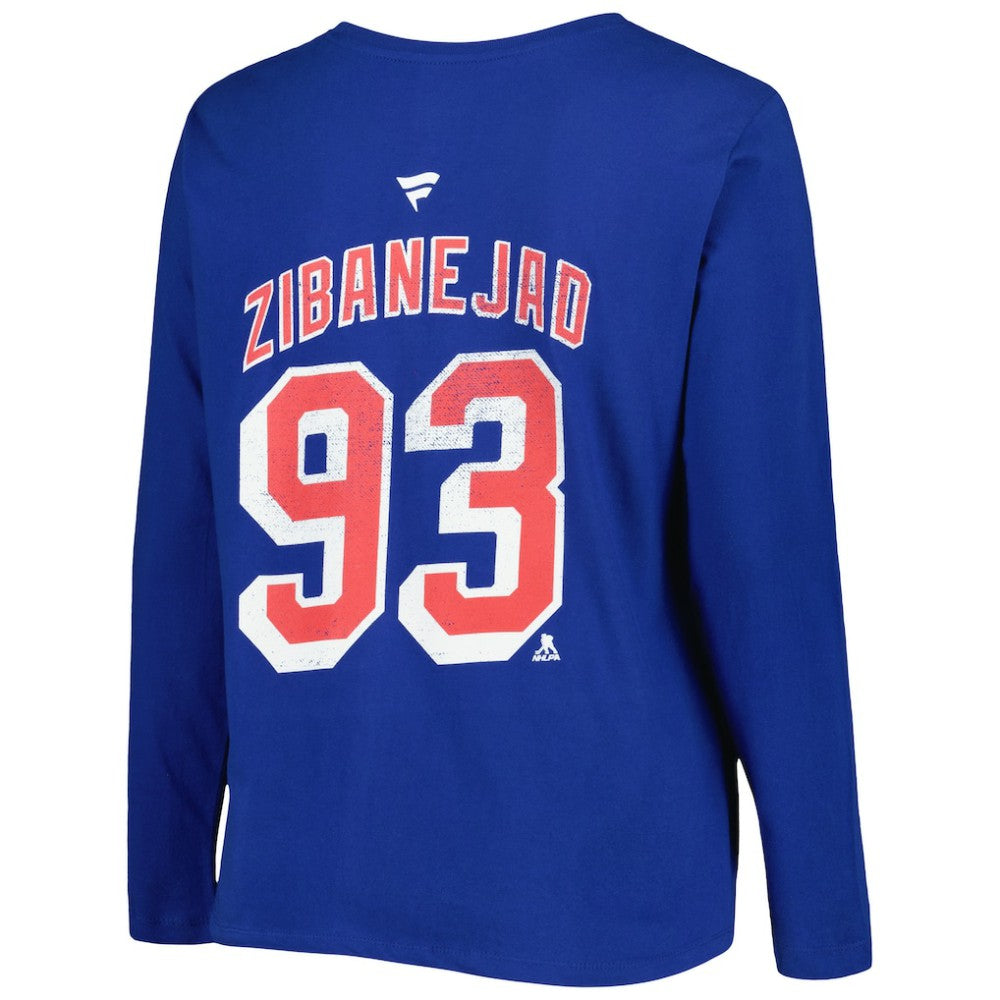 New York Rangers Profile Women's Plus Size Distressed Printed Name & Number Long Sleeve T-Shirt - Blue | NHL Clearance