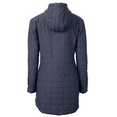 Denver Broncos Cutter & Buck Women's Rainier Primaloft Eco Hooded Long Lightweight Coat - Heather Navy - NFL