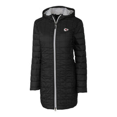 Kansas City Chiefs Cutter & Buck Women's Rainier Primaloft Eco Hooded Long Lightweight Coat - Black - NFL