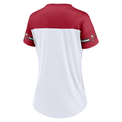 Tampa Bay Buccaneers Women's Dueling Slant V-Neck Lace-Up T-Shirt - White - Fanatics