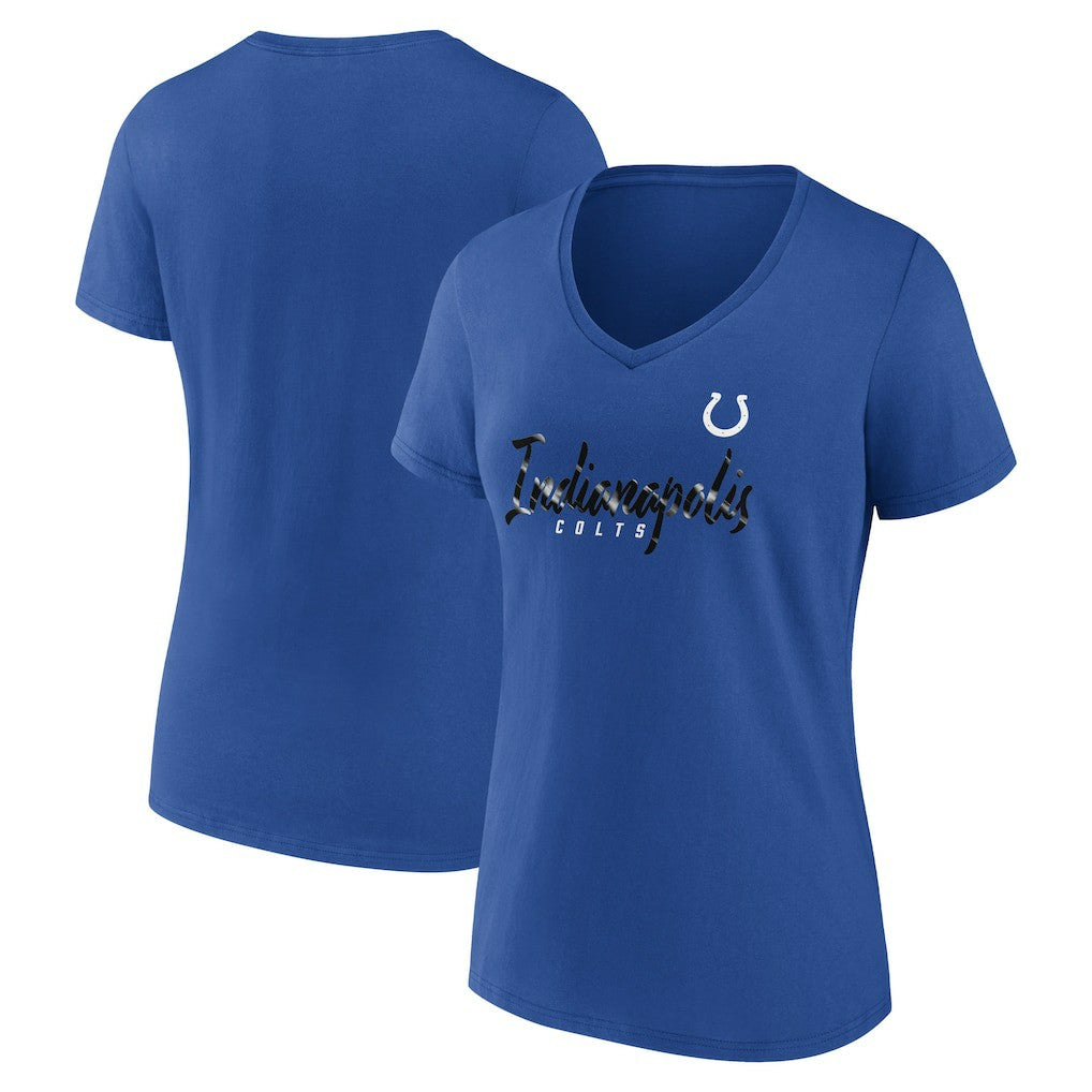Indianapolis Colts Women's Shine Time V-Neck T-Shirt - Royal - Fanatics