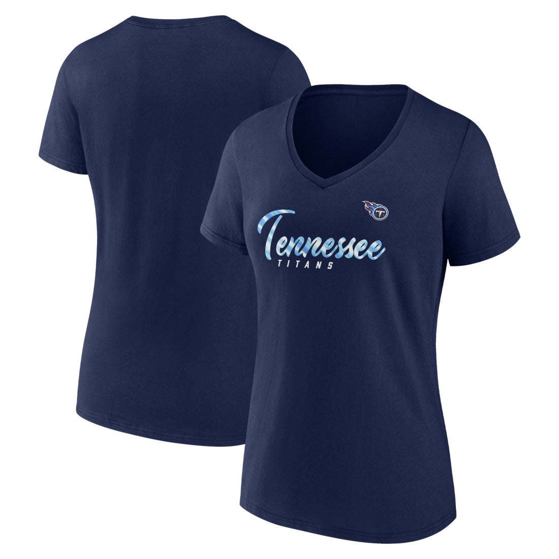 Tennessee Titans Women's Shine Time V-Neck T-Shirt - Navy - Fanatics