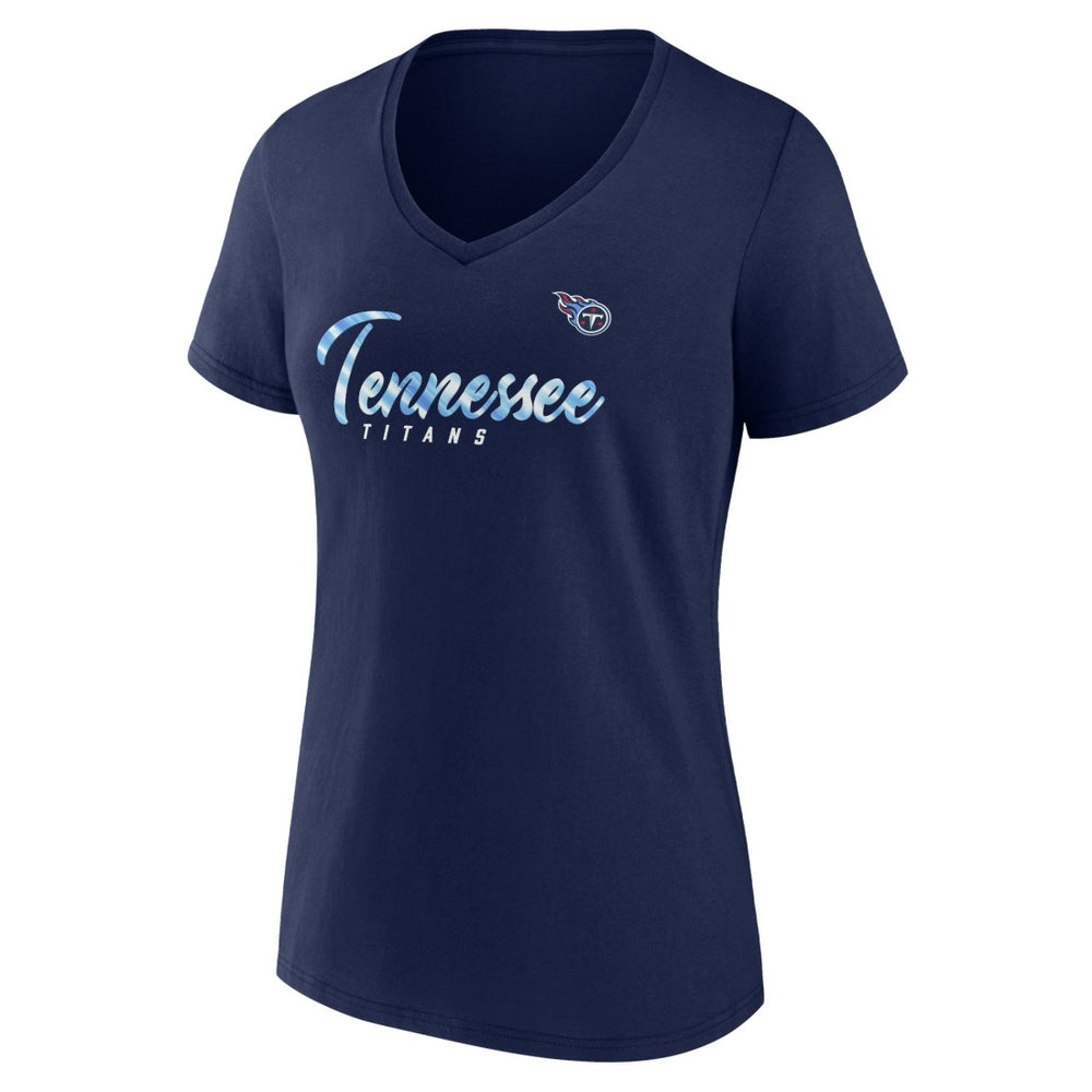 Tennessee Titans Women's Shine Time V-Neck T-Shirt - Navy - Fanatics