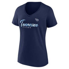 Tennessee Titans Women's Shine Time V-Neck T-Shirt - Navy - Fanatics