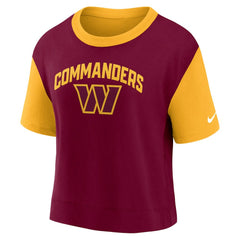 Washington Commanders Women's High Hip Fashion T-Shirt - Gold/Burgundy - Nike