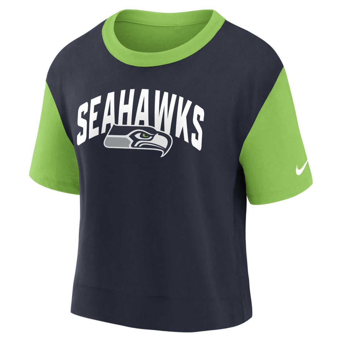 Seattle Seahawks Women's High Hip Fashion T-Shirt - Neon Green/College Navy - Nike