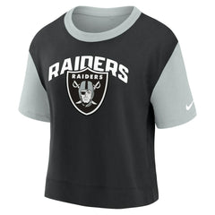 Las Vegas Raiders Women's High Hip Fashion T-Shirt - Silver/Black - Nike