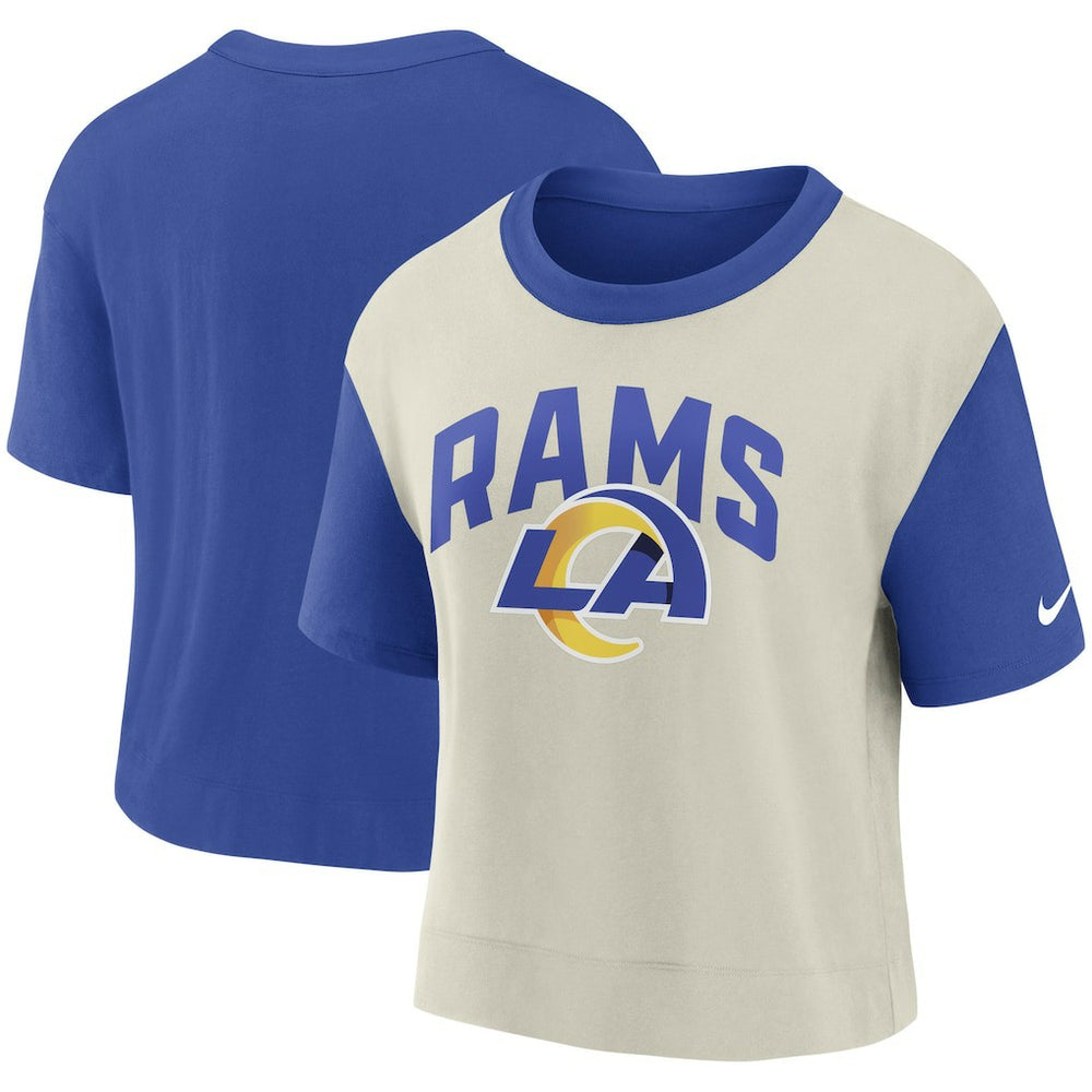 Los Angeles Rams Women's High Hip Fashion T-Shirt - Royal/Bone - Nike