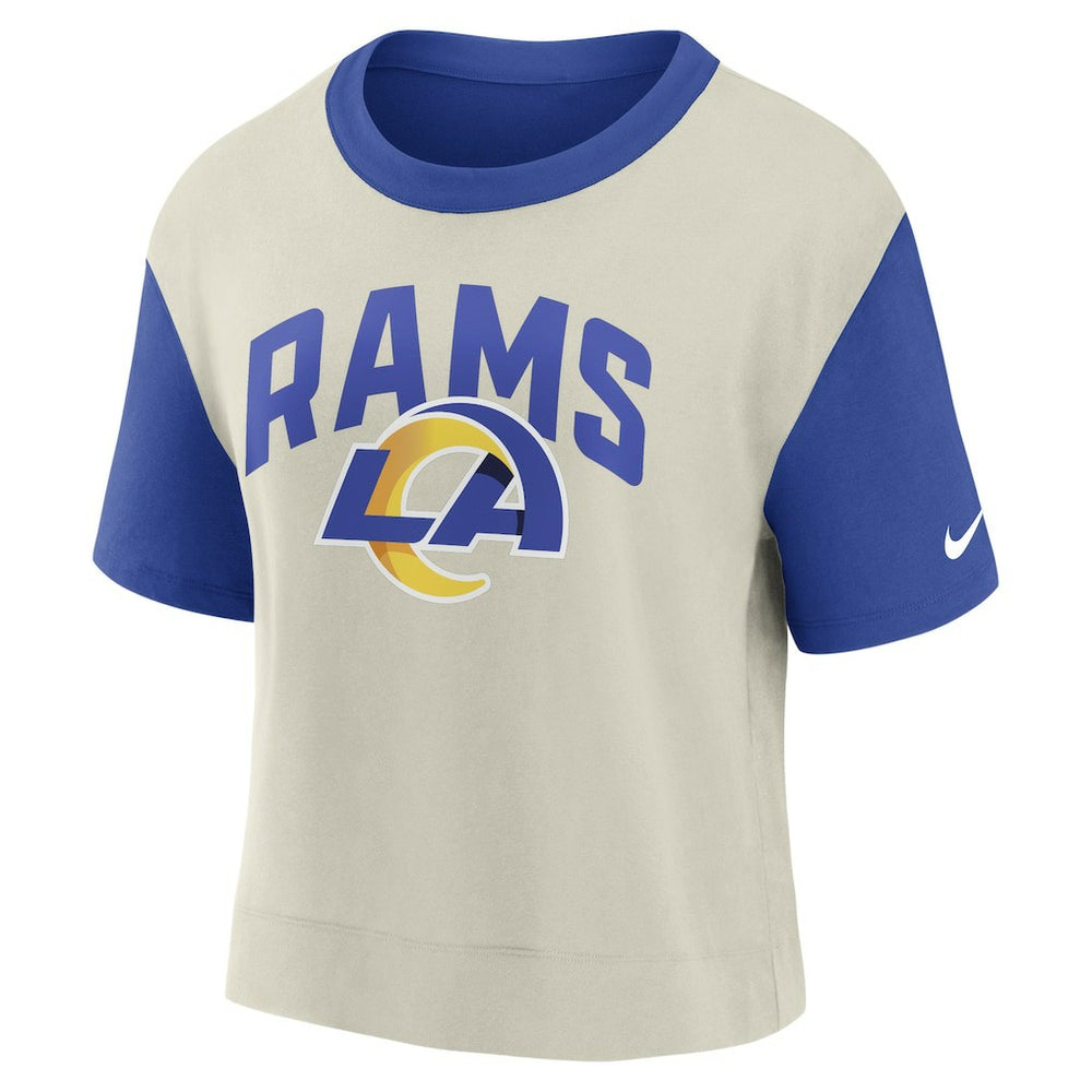 Los Angeles Rams Women's High Hip Fashion T-Shirt - Royal/Bone - Nike