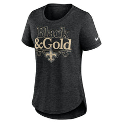 New Orleans Saints Women's Local Fashion Tri-Blend T-Shirt - Heather Black - Nike