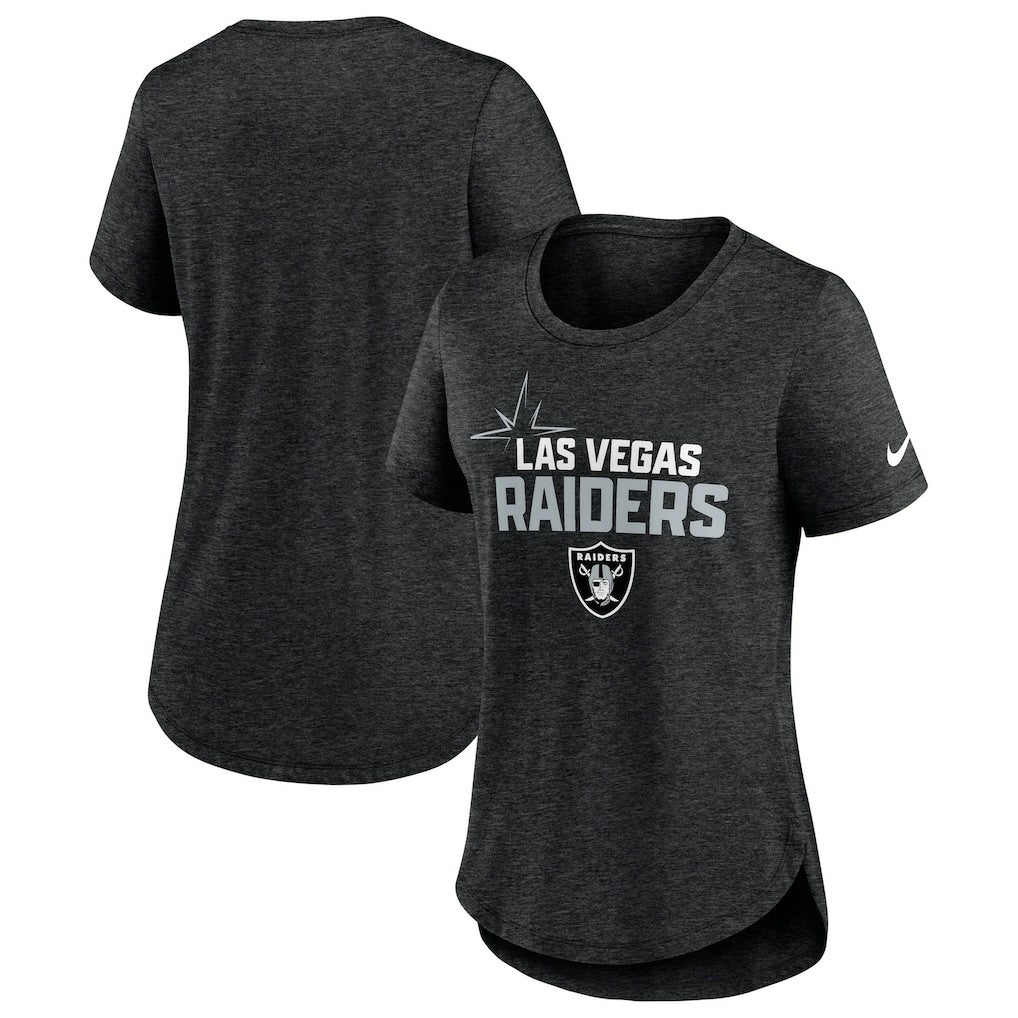 Las Vegas Raiders Women's Local Fashion Tri-Blend T-Shirt - Heather Black - Nike
