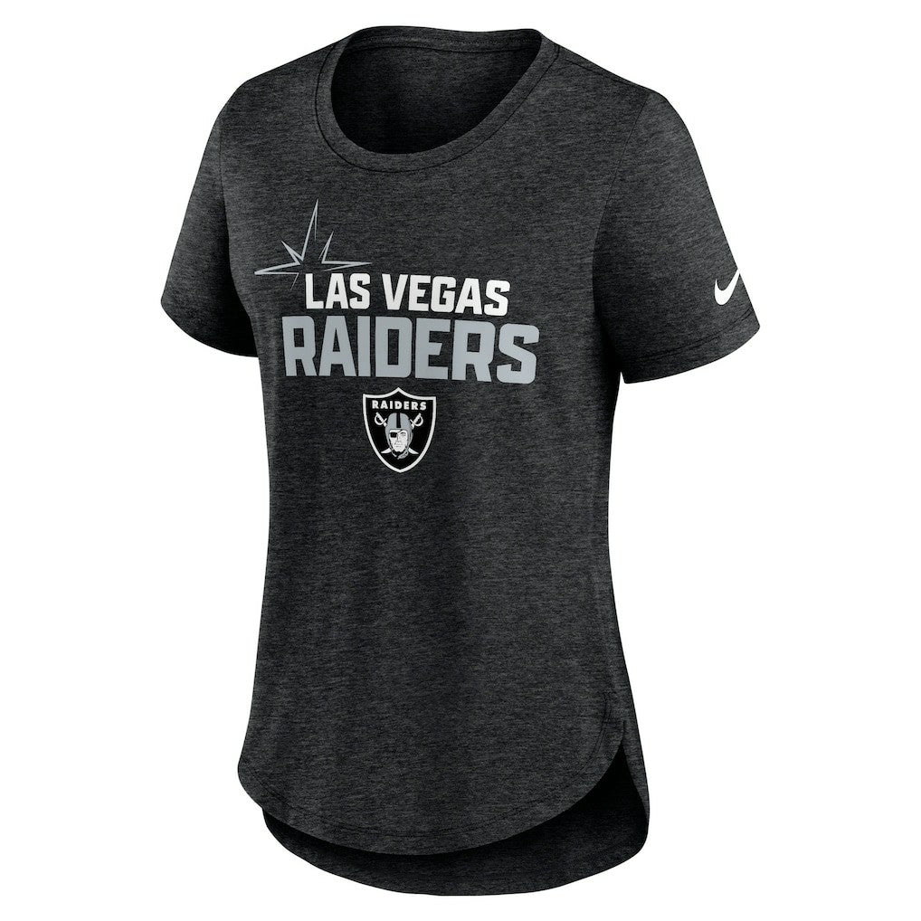 Las Vegas Raiders Women's Local Fashion Tri-Blend T-Shirt - Heather Black - Nike
